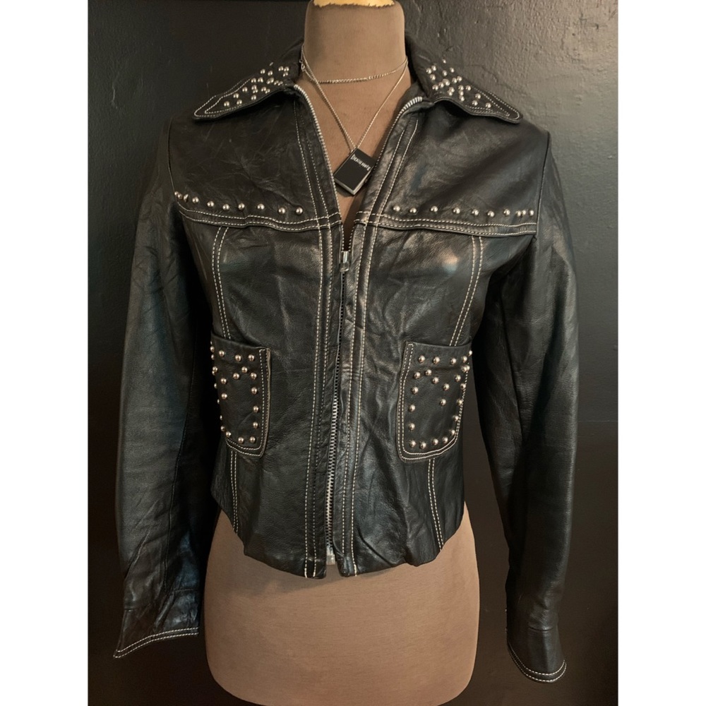 Black Vegan Leather Jacket Studs BB’s Punk Rock